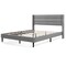Costway Queen/Twin Bed Frame with Wingback Headboard Linen Upholstered Platform Bed Grey